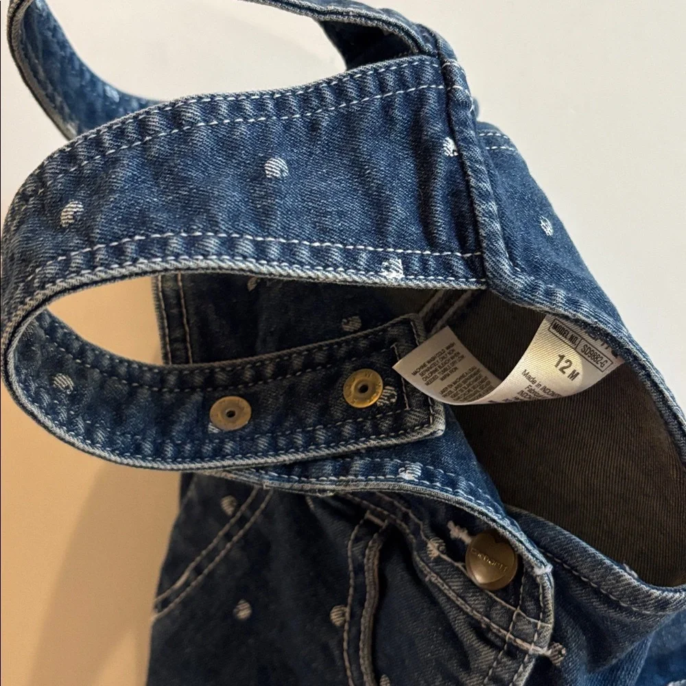 Carhart denim polka dot shortails 12 M Denim Carhart Baby Overall Shorts 12M